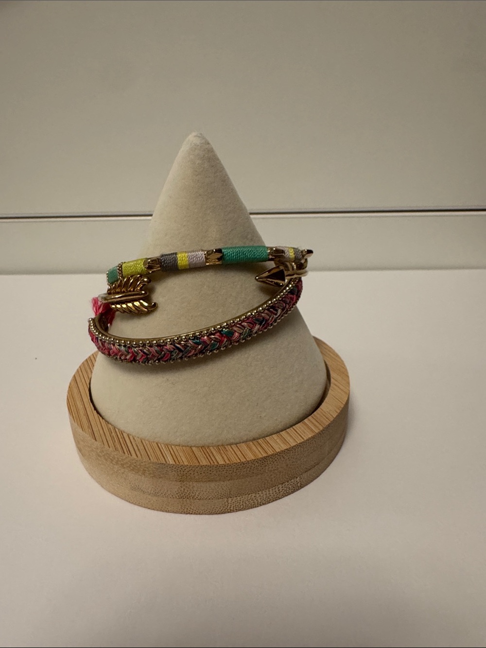 Stella & Dot Multicolor Braided, Thread-Wrap & Gold Arrow Bracelet Set
